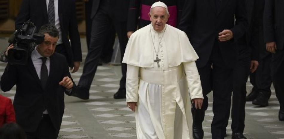 El Papa Francisco durante una audiencia general el 12 de febrero de 2020 en el salón Pablo VI en el Vaticano. Filippo Monteforte/AFP.