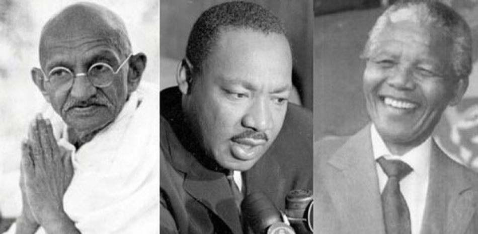 Mahatma Ghandi, Nelson Mandela y Martin Luther King Jr. Tres figuras que legaron lecciones de solidaridad.