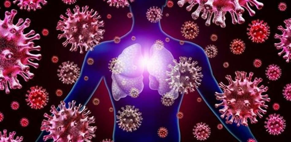 Infección pulmonar Infección pulmonar por virus respiratorios y brote de gripe y coronavirus o coronavirus como casos peligrosos de SARS como un concepto médico pandémico o epidémico con elementos de ilustración 3D. Fuente: Eropas Press