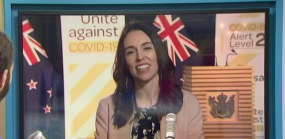 Captura de video de la primera ministra de Nueva Zelanda, Jacinda Ardern