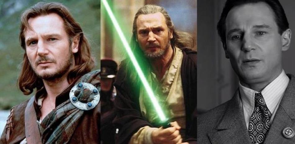 Papeles más emblemáticos de Liam Neeson. El actor cumple este domingo 68 años de vida. Fotos: Universa, Lucas Film, United Artist.