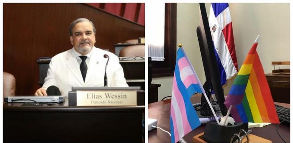 Elías Wessin Chávez y la bandera de la funcionaria Dilia Leticia Jorge Mera. Fuente: cuentas de Twitter del diputado (@WessinChavez) y la viceministra (@dilialeticia).