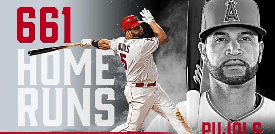 Con su jonrón de este viernes, el dominicano Albert Pujols queda solo en el quinto mejor jonronero de todos los tiempos.