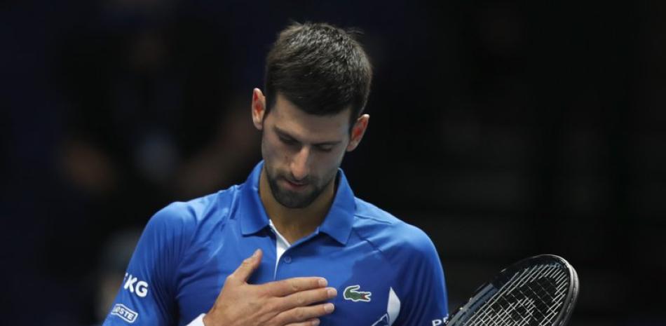 Novak Djokovic tras derrotar a Diego Schwartzman durante la segunda jornada de la Copa Masters de la ATP, este lunes, en la arena 02 de Londres.