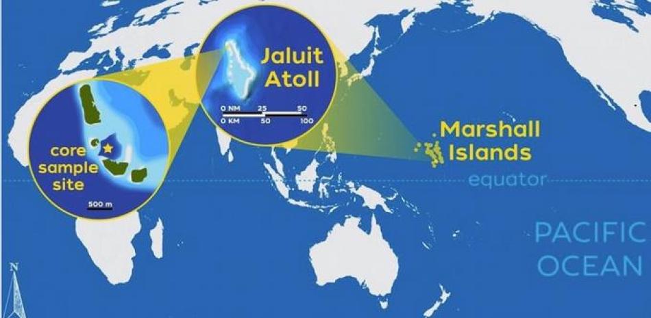 Los investigadores de WHOI reconstruyeron 3.000 años de historia de tormentas en el atolón Jaluit en el sur de las Islas Marshall, lugar de nacimiento de ciclones en el Pacífico Norte occidental, la zona de ciclones tropicales más activa del mundo