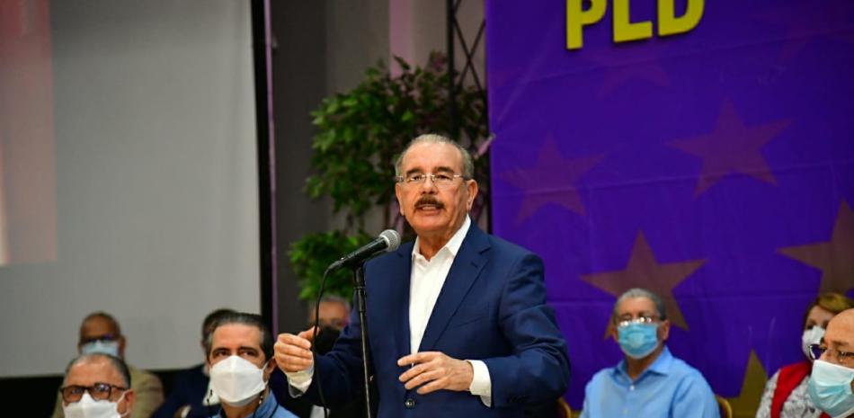El expresidente Danilo Medina Sánchez en sus palabras de esta tarde. GLAUCO MOQUETE/LD