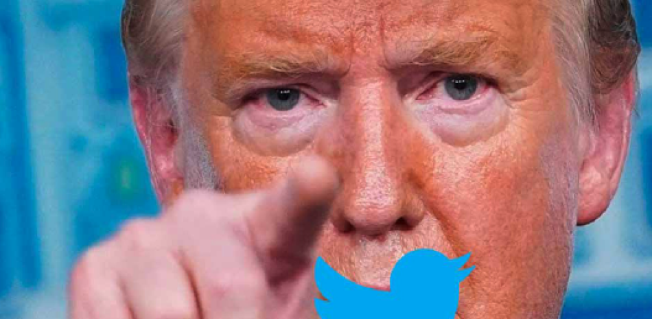 Fotomontaje de imágenes del presidente Donald Trump al ser clausurada su cuenta de Twitter, MONTAJE: MONTSERRAT LEMUS CON FOTOGRAFÍA DE GETTY