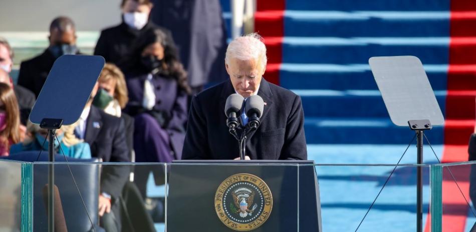 El presidente de los Estados Unidos, Joe Biden, en su discurso de toma de posesión este miércoles. Agencia AFP.