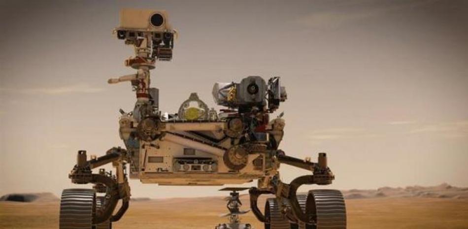 Recreación del rover Perseverance de la NASA sobre la superficie de Marte. NASA