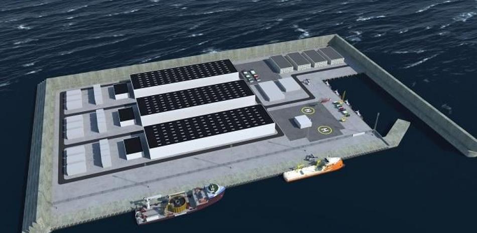 Isla de la energía eólica, con embarcaciones atracadas (The Danish Energy Agency)