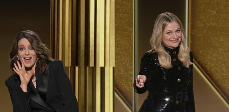 Tina Fey, a la izquierda desde Nueva York, y Amy Poehler, desde Beverly Hills, California, conducen la ceremonia de los Globos de Oro. (Fotos: NBC via AP).