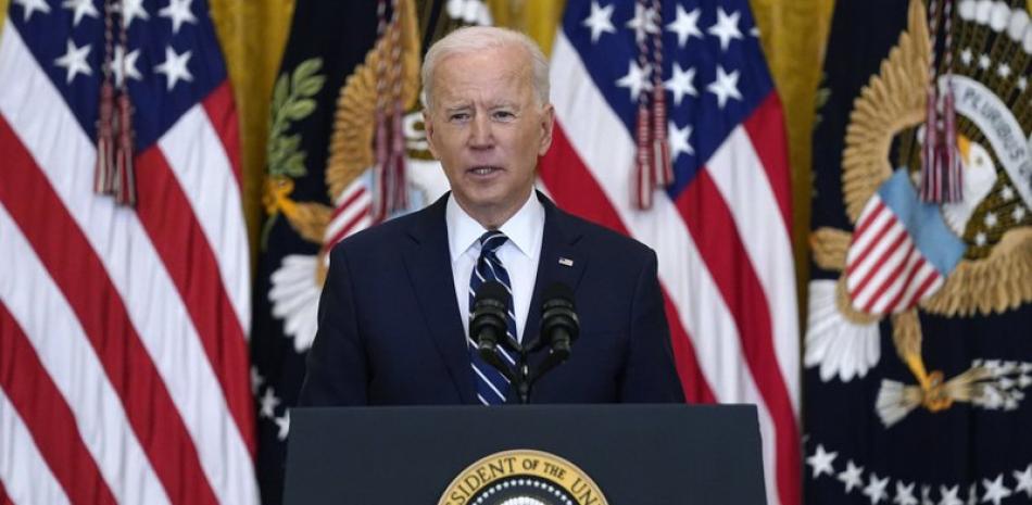 El presidente Joe Biden habla en conferencia de prensa en la Casa Blanca, Washington, jueves 25 de marzo de 2021 | AP
