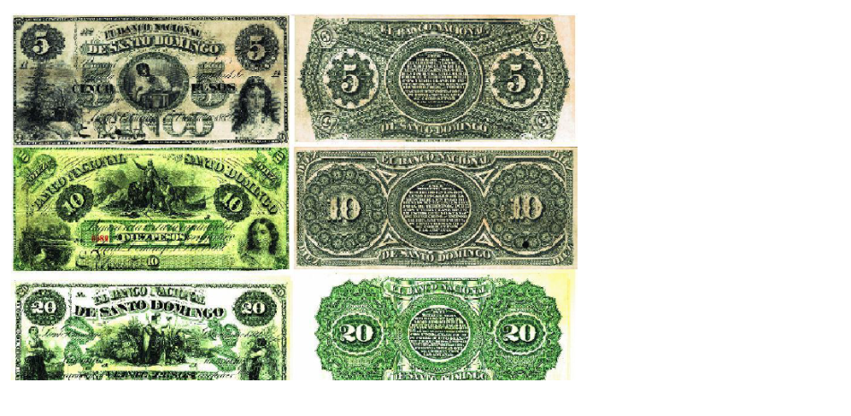 Billetes impresos en el primer banco dominicano.