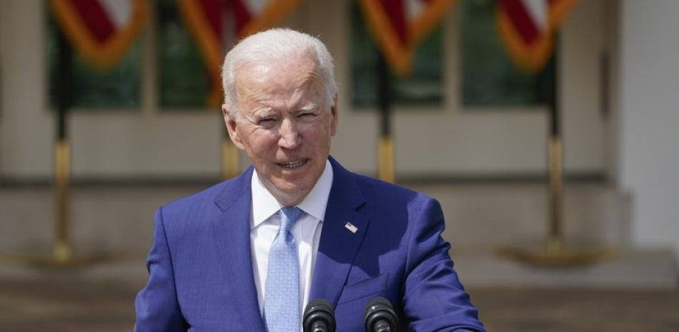 El presidente Joe Biden habla sobre la prevención de la violencia armada en el Rose Garden de la Casa Blanca, el jueves 8 de abril de 2021, en Washington. (Foto AP / Andrew Harnik)