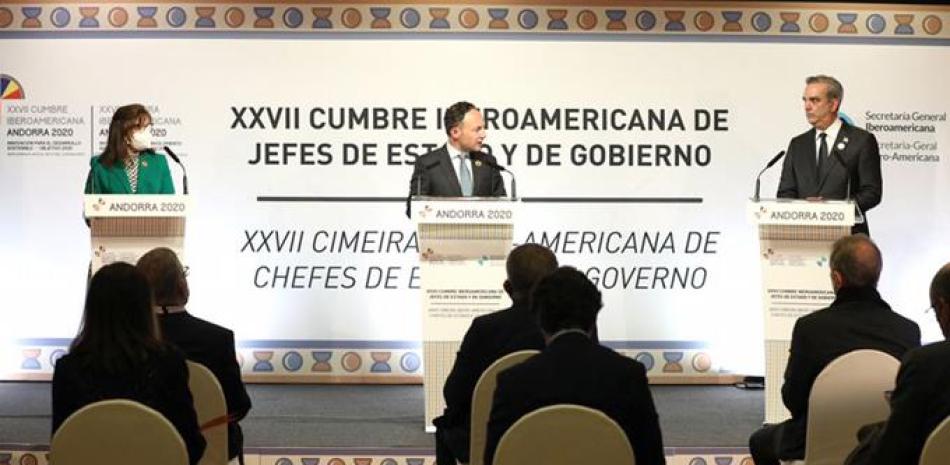 El presidente Luis Abinader pronunció ayer un discurso al recibir la Secretaría Pro Tempore de la Cumbre Iberoamericana celebrada en Andorra.