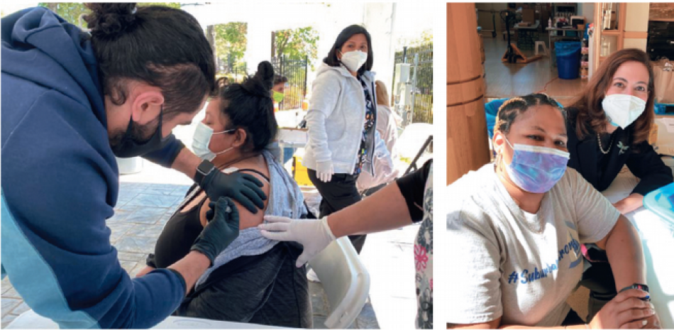La doctora Ligia Peralta, invitada a la Cita con el Covid, aparece vacunando a pacientes contra el virus. LISTÍN DIARIO