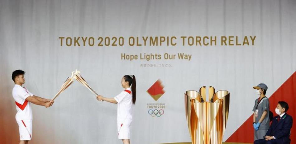 Una vista de la ceremonia de encendido de la llama de los Juegos Olímpicos de Tokio en Fukuoka, el 11 de mayo de 2011.