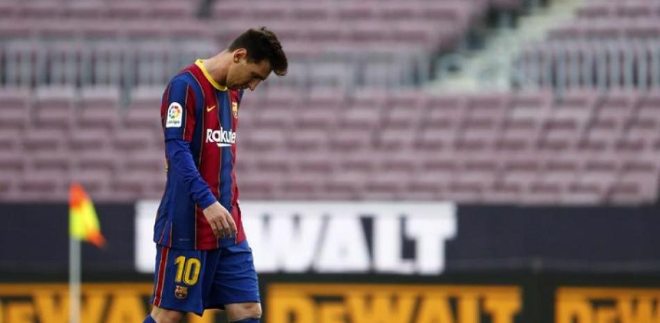 El delantero del Barcelona Lionel Messi aparece durante el partido contra Celta por la Liga española.