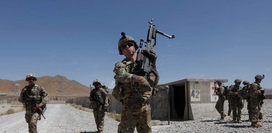 Una patrulla de soldados estadounidenses en la base de la provincia de Logar, en Afganistán, en una imagen de agosto de 2018.OMAR SOBHANI / REUTERS/ EL PAIS.COM