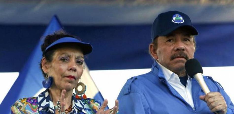 Foto tomada el 5 de septiembre del 2018 del presidente nicaragüense Daniel Ortega y su esposa y vicepresidenta del país, Rosario Murillo, en Managua. (AP foto/Alfredo Zuniga, File)