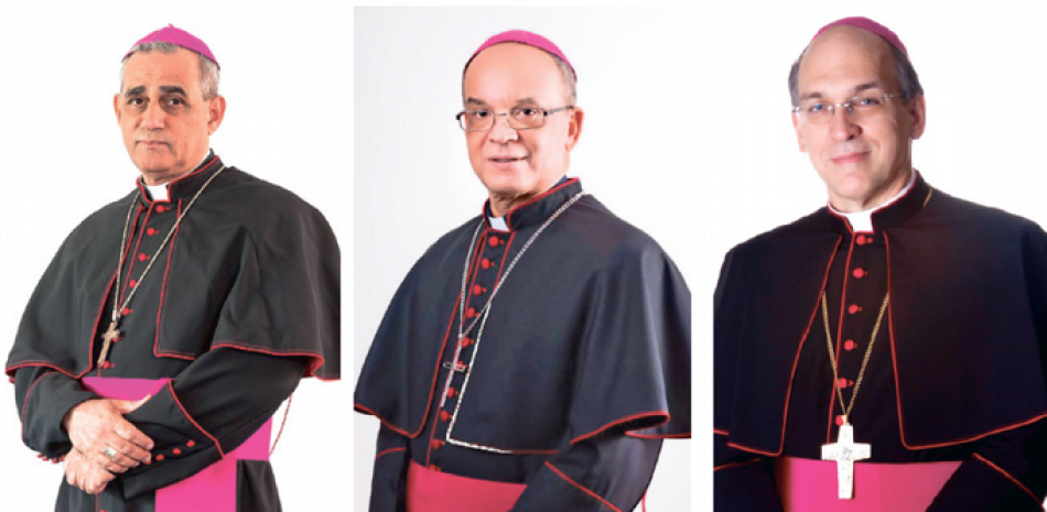 Freddy Bretón, arzobispo de Santiago, Alfredo de la Cruz, obispo de San Francisco de Macorís, Víctor Masa lles, obispo de Baní.
