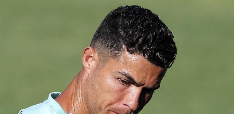 Cristiano Ronaldo, durante un entrenamiento con la selección de Portugal para la fase de clasificación de Qatar 2022, en Oeiras, Portugal.