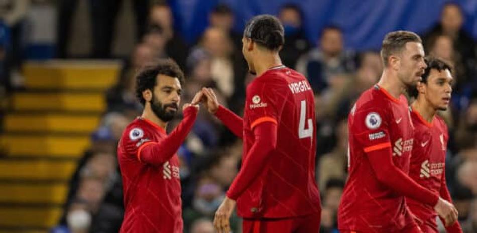 Mohamed Salah festeja el gol que marcó para el Liverpool