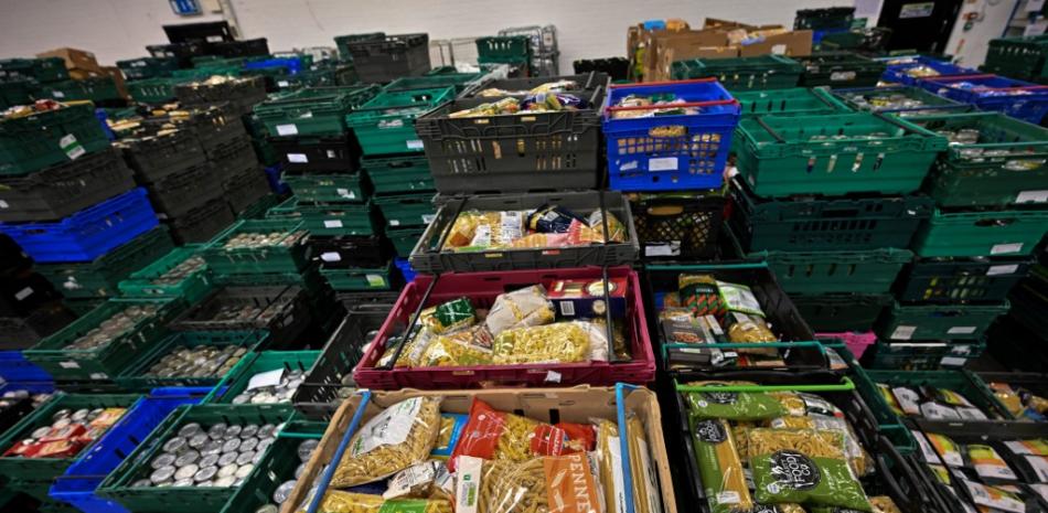 Alimentos donados en el banco de comida de Colchester de Trussell Trust, ubicado en Colchester, al este de Inglaterra, el 20 de enero de 2022. Ben Stansall/AFP-