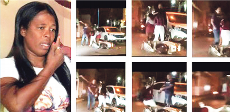 Imágenes tomadas de los videos de cámaras de seguridad que captaron el momento en que Alexis Villalona golpeaba a Santa Felicia Arias, la madrugada de Año Nuevo.