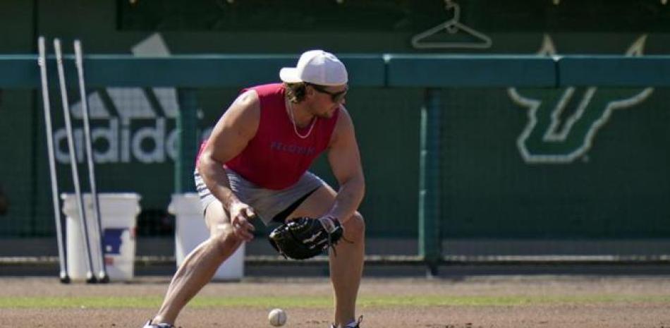 El infielder de los Yanquis, Luke Voig, mientras entrenaba en la Universidad del Sur de la Florida.