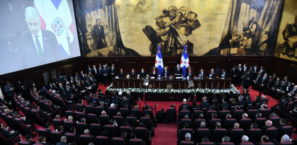 Reunión conjunta de las cámaras legislativas para escuchar ayer el discurso de rendición de cuentas del presidente luis abinader, correspondiente a las ejecutorias de su gobierno durante el año 2021.