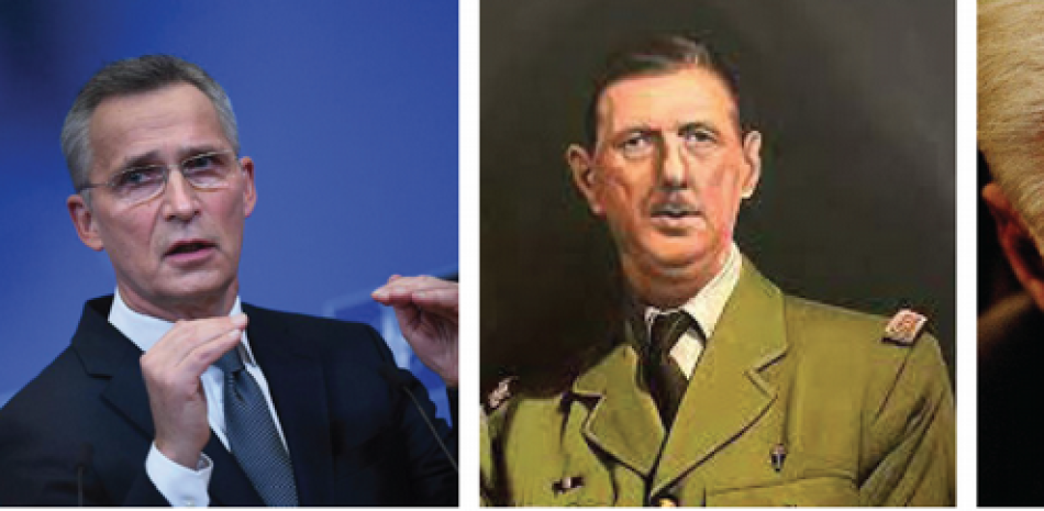 1) Jens Stoltenberg. 2) Charles de Gaulle. 3) Arne Treholt