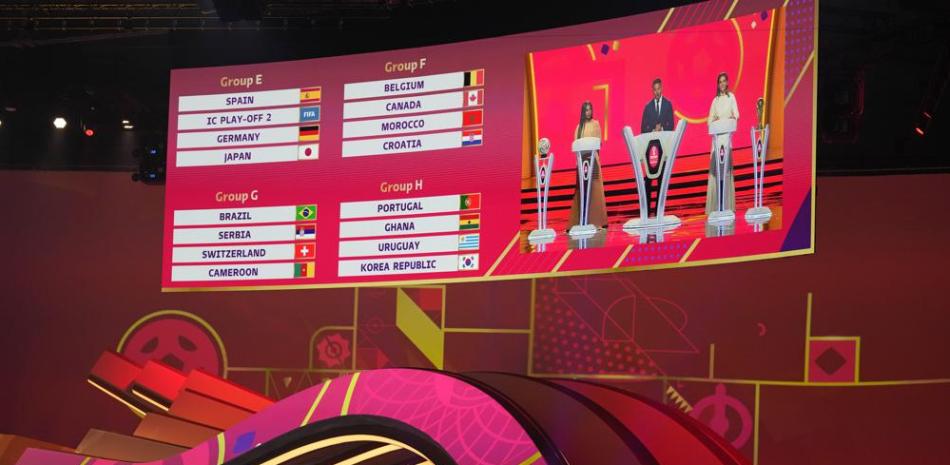 La imagen muestra el sorteo del Mundial en Doha, Qatar.