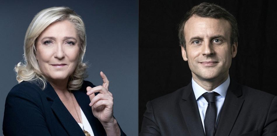 Marine Le Pen (izquierda) y Emmanuel Macron. Fotos: Joel Saget/Eric Feferberg /AFP.