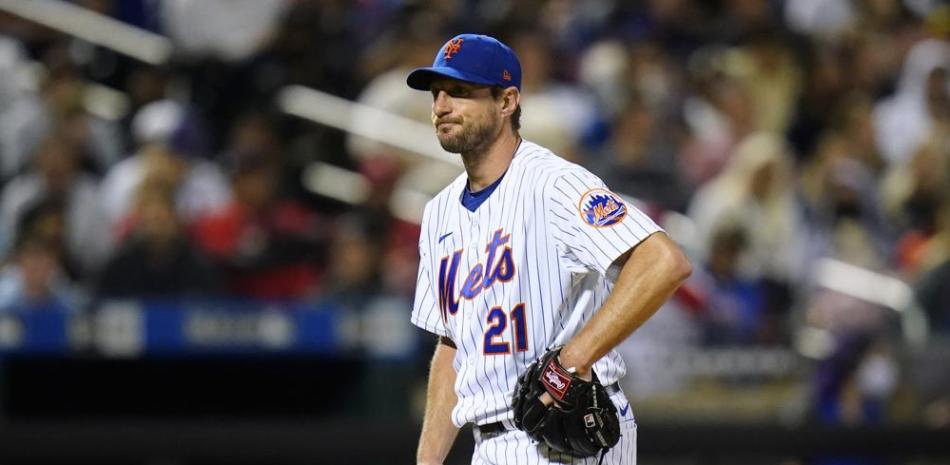 Max Scherzer, abridor de los Mets de Nueva York, en la sexta entrada del partido ante los Cardenales de San Luis, el miércoles en Nueva York.