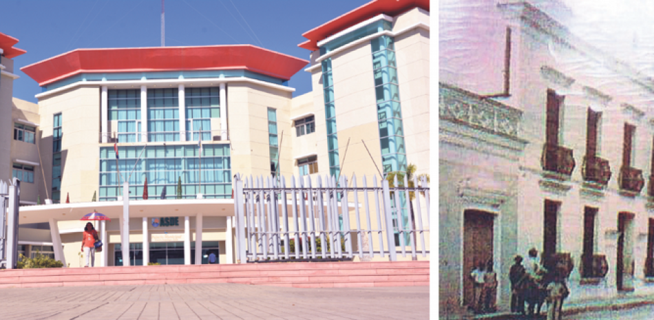 El edificio de la izquierda es la sede del Ayuntamiento de Santo Domingo Este. El de la derecha fue la primera casa del gobierno municipal instalada en 1810.