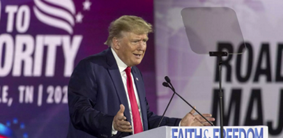 El expresidente de Estados Unidos Donald Trump en un acto político en el Gaylord Opryland Resort & Convention Center de Nashville, Tennessee. Foto: Europa press