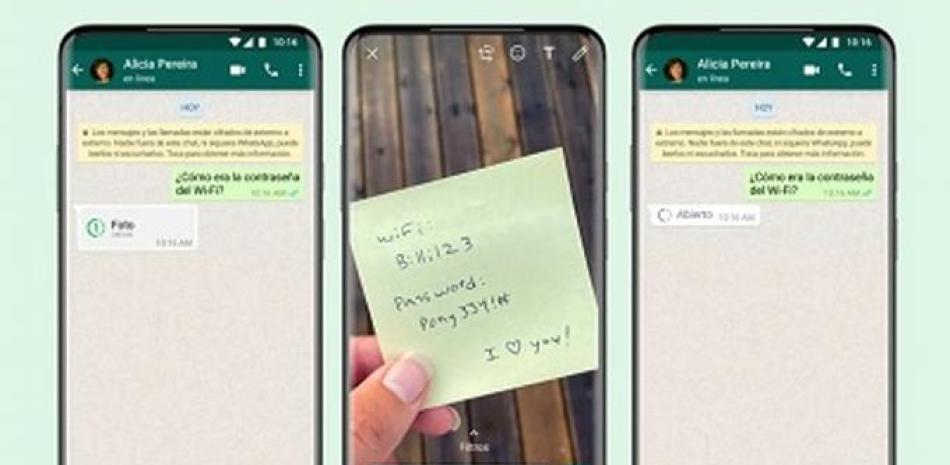 Captura de la funcionalidad de fotos temporales en WhatsApp. Foto: Europa press