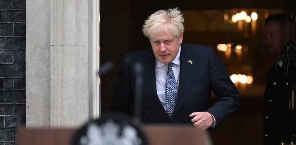 Boris Johnson en su discurso de renuncia, foto de AFP