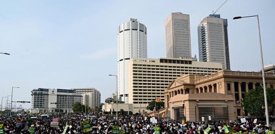Manifestantes en Colombo, Sri Lanka. AFP