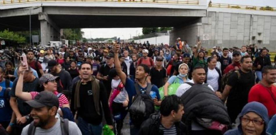 Caravana de migrantes en Tapachula.