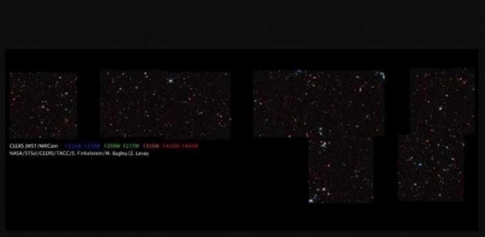 Esta imagen es un mosaico de 690 fotogramas individuales tomados con la cámara de infrarrojo cercano (NIRCam) del telescopio espacial James Webb.

Foto: NASA / STSCI / CEERS / TACC