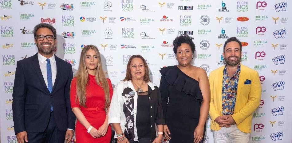 Nelson Jiménez, Natalia Freites, Henriette Wiese, Katherine Bautista Bidó y Guillermo Asencio durante la inauguración del festival.