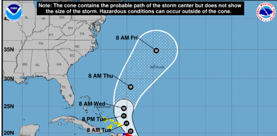 Trayectoria de huracán Fiona, de acuerdo con el Centro Nacional de Huracanes/ NHC