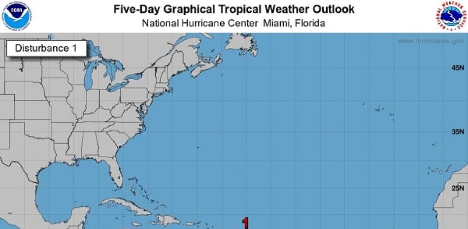 Proyección a cinco días del disturbio tropical. Foto: Centro Nacional de Huracanes de los Estados Unidos.