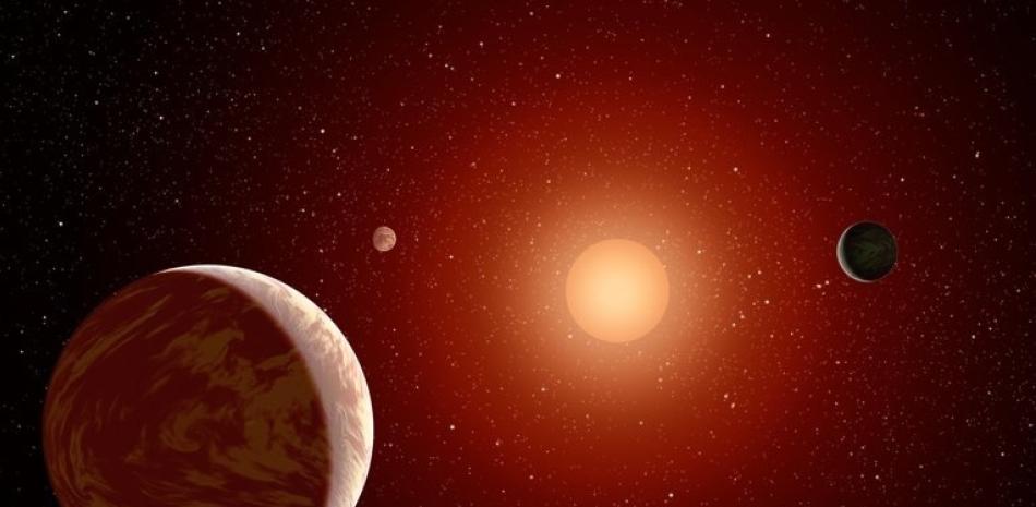 Concepto artístico de un sistema planetario enano M, donde es más probable que se detecte bromuro de metilo.