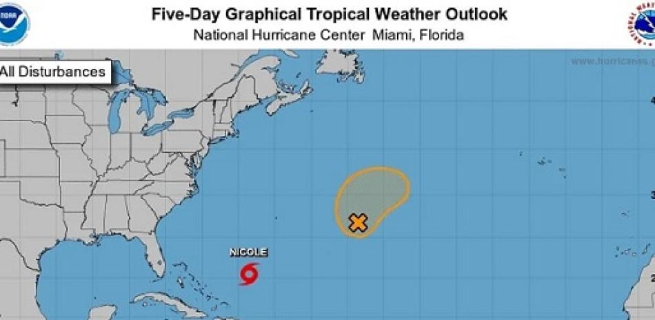 Tormenta subtropical Nicole. Foto: Centro Nacional de Huracanes (NHC)