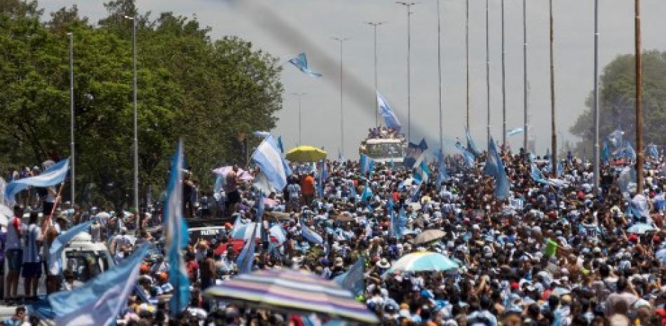 Fanaticada de la selección argentina en la capital del país sudamericano. AFP