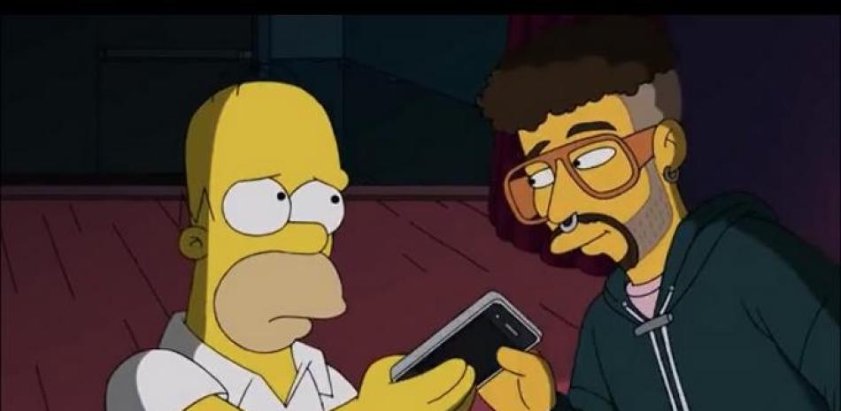 Bad Bunny y Homero Simpson en el videoclip de "Te deseo lo mejor". Foto: YouTube