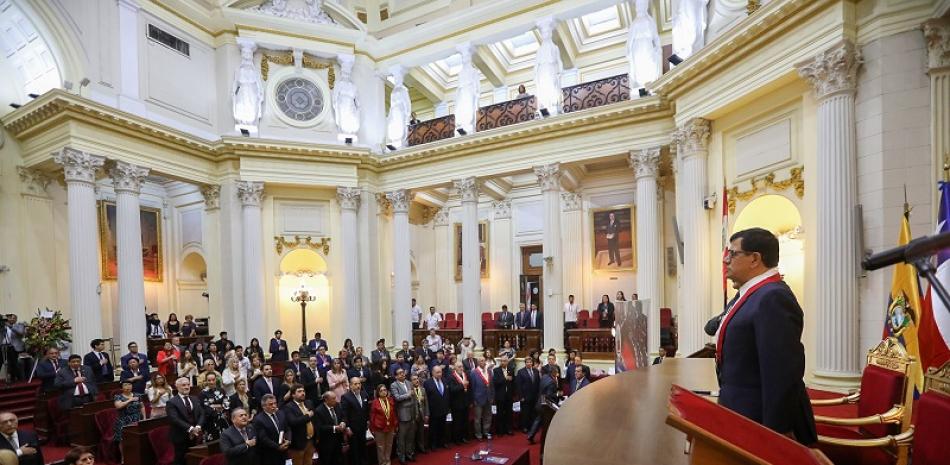 El presidente del Congreso de Perú, José Williams Zapata, en la conmemoración del 30 aniversario del Congreso Constituyente de 1993. Foto: Europa Press